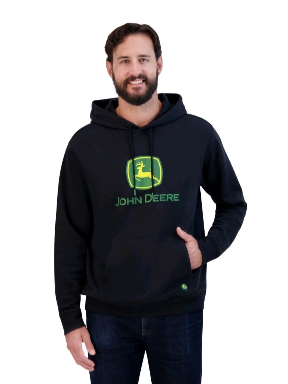 John Deere Black Hoodie with Yellow-Green Logo